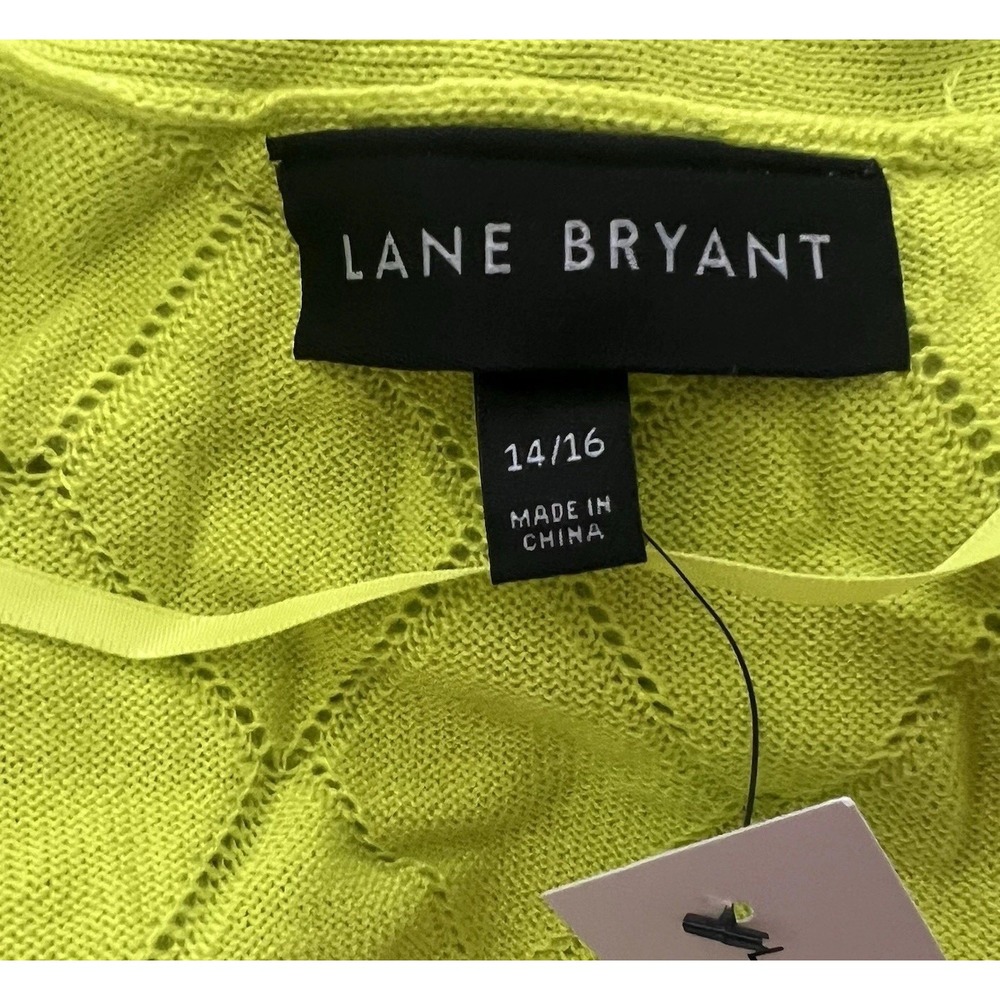 New Lane Bryant Belted Cardigan Sweater 14/16 Neon Green Acrylic  $59.95 MSRP - Picture 7 of 9